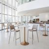 Modern Ace Black Faux Leather Bar Stool with Brushed Stainless Steel Frame