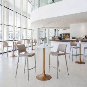 Modern Ace Black Faux Leather Bar Stool with Brushed Stainless Steel Frame (Option: Light Pink & Silver)