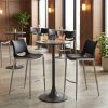 Modern Ace Black Faux Leather Bar Stool with Brushed Stainless Steel Frame