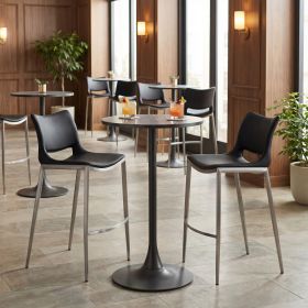 Modern Ace Black Faux Leather Bar Stool with Brushed Stainless Steel Frame (Option: Black & Silver)