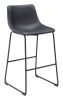 Smart Modern Black Upholstered Bar Stool – Sculpted Polyurethane Seat & Metal Base