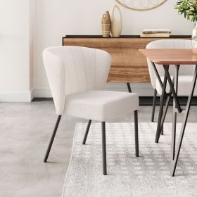 Elegant Aimee Mid-Century Modern Dining Chair – Wrapped Seat & Back, Stackable (Option: Cream)