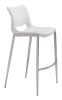 Modern Ace Black Faux Leather Bar Stool with Brushed Stainless Steel Frame