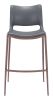 Modern Ace Black Faux Leather Bar Stool with Brushed Stainless Steel Frame