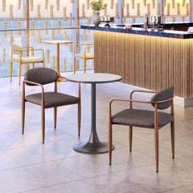 Zens Contemporary Dining Chair – Performance Fabric & Forged-Look Steel (Option: Truffle Gray)