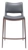 Modern Ace Black Faux Leather Counter Stool with Brushed Stainless Steel Frame