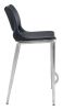 Modern Ace Black Faux Leather Counter Stool with Brushed Stainless Steel Frame