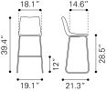 Smart Modern Black Upholstered Bar Stool – Sculpted Polyurethane Seat & Metal Base
